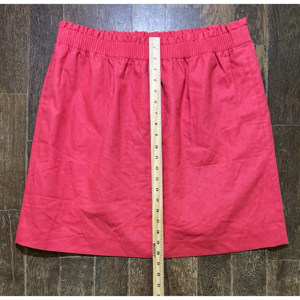 J. Crew Skirt Womens Size 16 Red Linen Blend Midi Pockets Preppy BF230 NEW - Picture 4 of 10